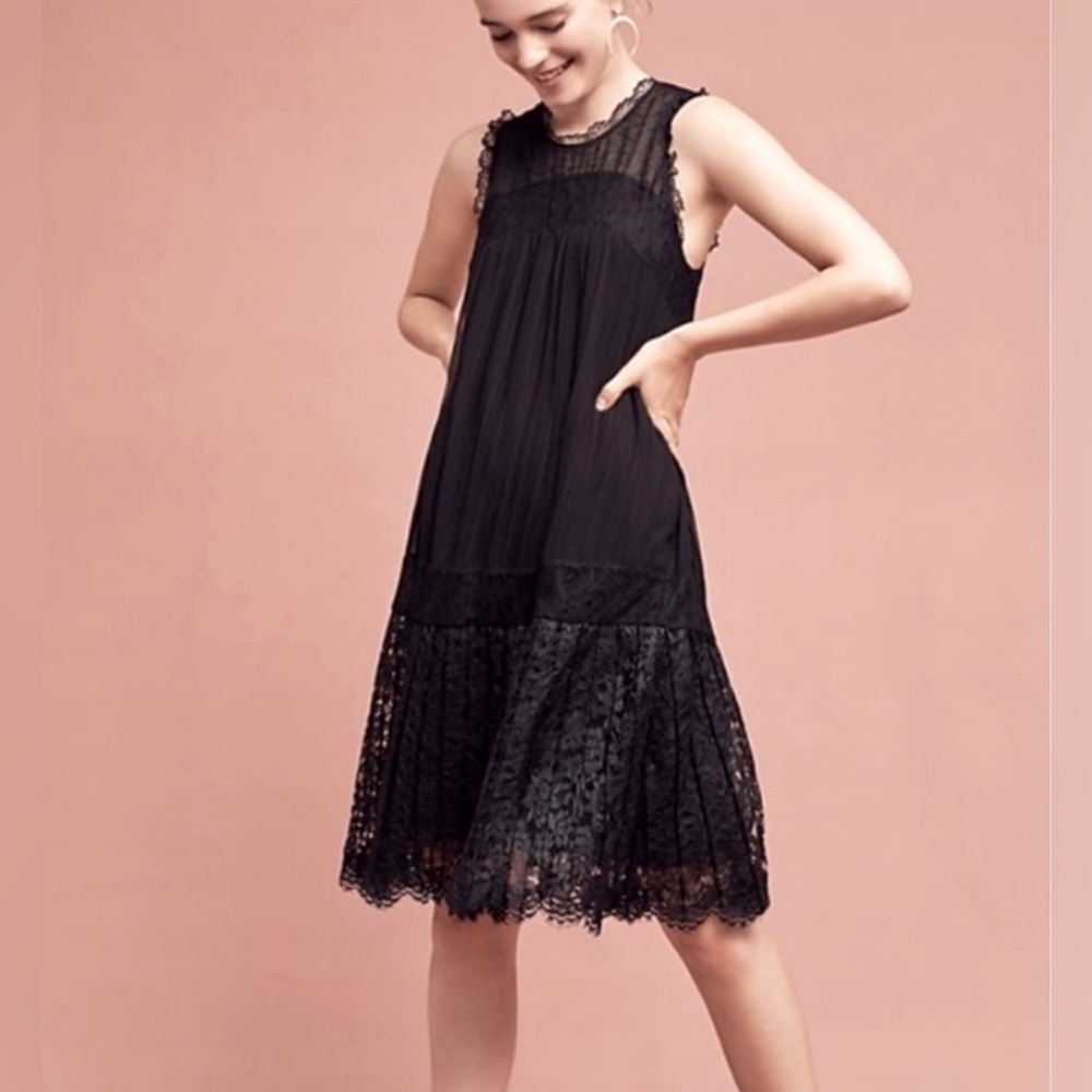 Anthropologie Floreat Black Lace Midi Dress